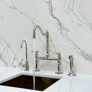 Polished Nickel Victorian Bridge Kitchen Faucet with Lever Handles – Pembroke – alternate view 2