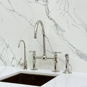 Polished Nickel Bridge Kitchen Faucet with Lever Handles – Tavistock