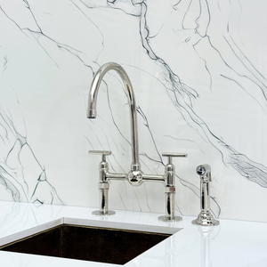 Polished Nickel Bridge Kitchen Faucet with Lever Handles – Tavistock – alternate view 10