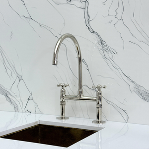 Polished Nickel Bridge Kitchen Faucet with Cross Handles – Regent – alternate view 5