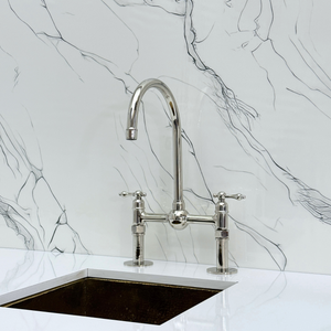 Polished Nickel Bridge Kitchen Faucet with Lever Handles – Harrington – alternate view 7