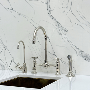 Polished Nickel Bridge Kitchen Faucet with Cross Handles – Lancaster – alternate view 4