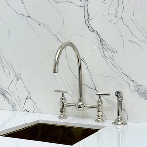 Polished Nickel Vintage Bridge Kitchen Faucet with Lever Handles – Somerset – alternate view 10