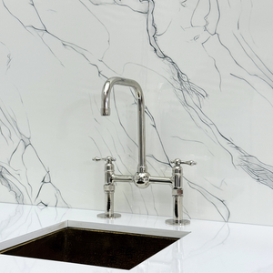 Polished Nickel Classic Bridge Kitchen Faucet with Lever Handles – Kensington – alternate view 7