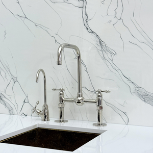 Polished Nickel Classic Bridge Kitchen Faucet with Lever Handles – Kensington – alternate view 9