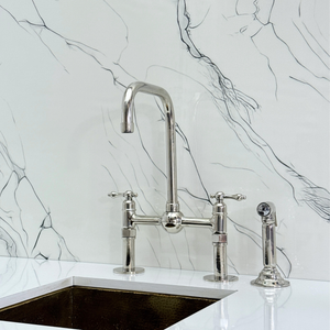 Polished Nickel Classic Bridge Kitchen Faucet with Lever Handles – Kensington – alternate view 11