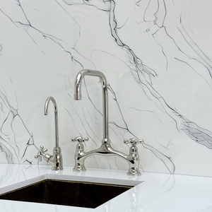 Polished Nickel Vintage Bridge Kitchen Faucet with Cross Handles – Ellington – alternate view 9