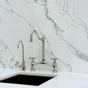 Polished Nickel Victorian Bridge Kitchen Faucet with Cross Handles – Dorchester – alternate view 9