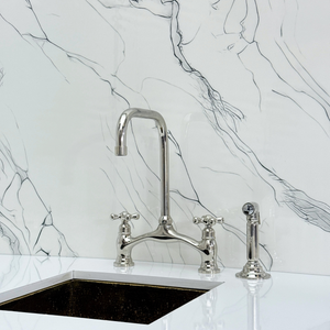 Polished Nickel Vintage Bridge Kitchen Faucet with Cross Handles – Ellington – alternate view 11