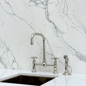 Polished Nickel Classic Bridge Kitchen Faucet with Cross Handles – Finsbury – alternate view 11