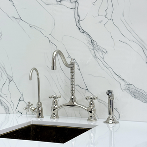 Polished Nickel Victorian Bridge Kitchen Faucet with Cross Handles – Dorchester