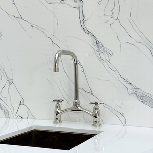 Polished Nickel Vintage Bridge Kitchen Faucet with Cross Handles – Ellington – alternate view 8