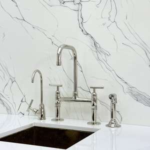 Polished Nickel Classic Bridge Kitchen Faucet with Lever Handles – Grosvenor – alternate view 4