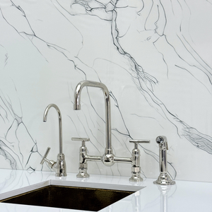 Polished Nickel Classic Bridge Kitchen Faucet with Lever Handles – Finsbury – alternate view 4