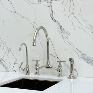 Polished Nickel Bridge Kitchen Faucet with Lever Handles – Ashford – alternate view 5