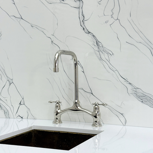 Polished Nickel Vintage Bridge Kitchen Faucet with Lever Handles – Ellington – alternate view 7
