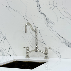 Polished Nickel Victorian Bridge Kitchen Faucet with Lever Handles – Dorchester – alternate view 7