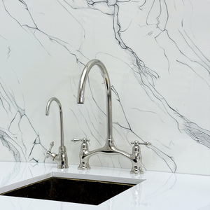 Polished Nickel Bridge Kitchen Faucet with Lever Handles – Ashford – alternate view 10