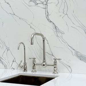 Polished Nickel Classic Bridge Kitchen Faucet with Lever Handles – Finsbury – alternate view 9