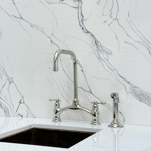 Polished Nickel Vintage Bridge Kitchen Faucet with Lever Handles – Ellington – alternate view 11