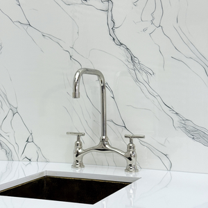 Polished Nickel Vintage Bridge Kitchen Faucet with Lever Handles – Ellington – alternate view 8