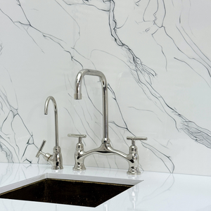 Polished Nickel Vintage Bridge Kitchen Faucet with Lever Handles – Ellington – alternate view 10