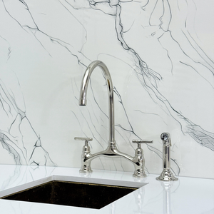 Polished Nickel Bridge Kitchen Faucet with Lever Handles – Ashford – alternate view 13