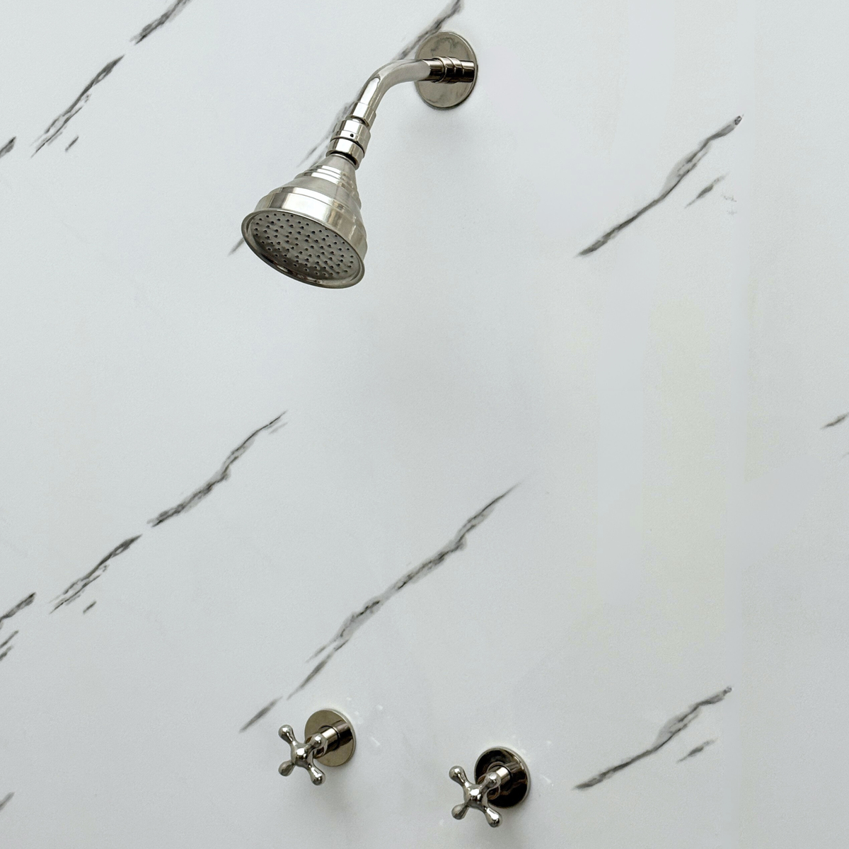 Polished Nickel Adjustable Round Rain Shower System — Short arm (PNCSS-008) — detail view 2