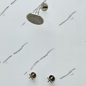 Polished Nickel Adjustable Flat Round Rain Shower System — Short arm (PNCSS-007) — detail view 4