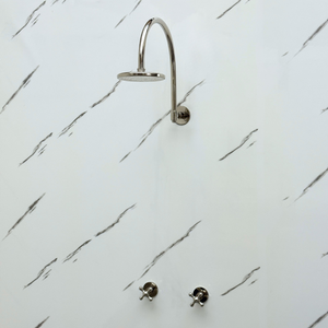 Polished Nickel Flat Round Rain Shower System — Arcuate arm (PNCSS-001) — detail view 8