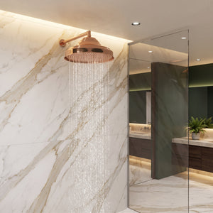 Aura Solid Copper Rain Shower Head – Unlacquered Living Finish