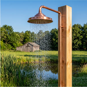 Aura Solid Copper Rain Shower Head – Unlacquered Living Finish