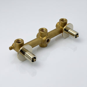 Solid Solid Brass 1 Way Valve, 2 Handles Bathroom Shower Valve