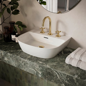 Unlacquered Brass Widespread Bathroom Faucet – Grand Arc