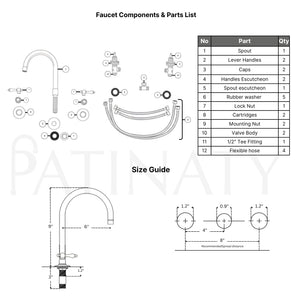Unlacquered Brass High-Arc Widespread Bathroom Faucet with Lever Handles – Grand Arc