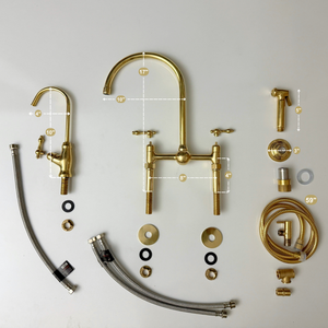 Unlacquered Brass Bridge Kitchen Faucet with Lever Handles – Harrington – alternate view 14