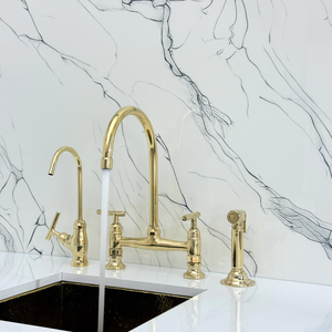 Unlacquered Brass Bridge Kitchen Faucet with Lever Handles – Somerset – alternate view 4