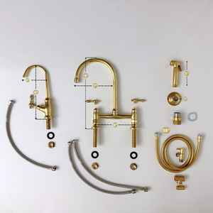 Unlacquered Brass Bridge Kitchen Faucet with Lever Handles – Somerset – alternate view 12