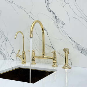 Unlacquered Brass Bridge Kitchen Faucet with Lever Handles – Somerset – alternate view 2
