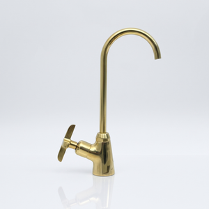 Unlacquered Brass Cold Water Faucet with Cross Handle, 10-Inch Height