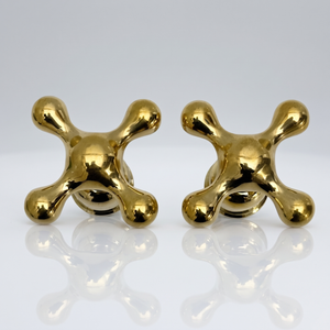 Unlacquered Brass Cross Handles with Cartridge, Solid Brass Cross Handles for Brass Fixtures