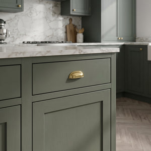 Unlacquered Brass Cup Pull Handles, Solid Brass Kitchen Bin Pull