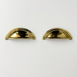 Unlacquered Brass Cup Pull Handles, Solid Brass Kitchen Bin Pull