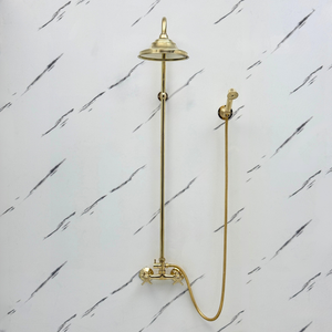 Unlacquered Brass Exposed Shower System with Rainfall Head & Handheld