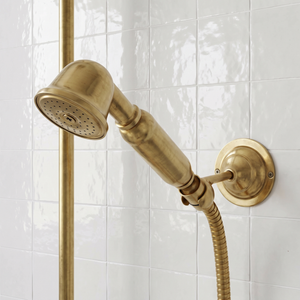 Unlacquered Brass Exposed Shower System with Handheld Shower