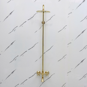 Unlacquered Brass Exposed Shower System with Rainfall Head & Tub Filler