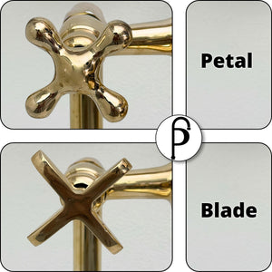 Unlacquered Brass Freestanding Tub Faucet with Handheld Shower and Cross Handles, 38-Inch Height