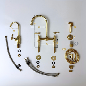 Unlacquered Brass Bridge Kitchen Faucet with Lever Handles – Regent – alternate view 12