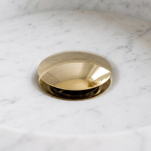 Unlacquered Brass Pop Up Sink Strainer, Brass Push Up Button for Kitchen and Bathroom Sinks
