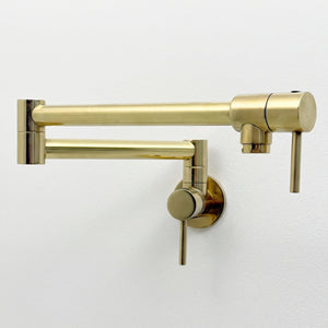 Unlacquered Brass Double-Joint Pot Filler with Lever Handles